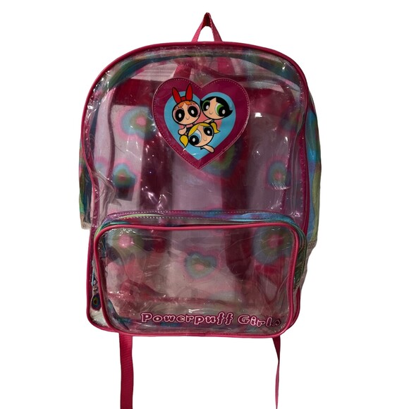 Powerpuff Girls Backpack Clear 2000 Cartoon Network Rainbow Graphics Rare Vtg - Picture 1 of 16